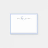 Minimalist Blaues Skript Zwei-Rahmen-Monogramm Post-it Klebezettel (Vorderseite)