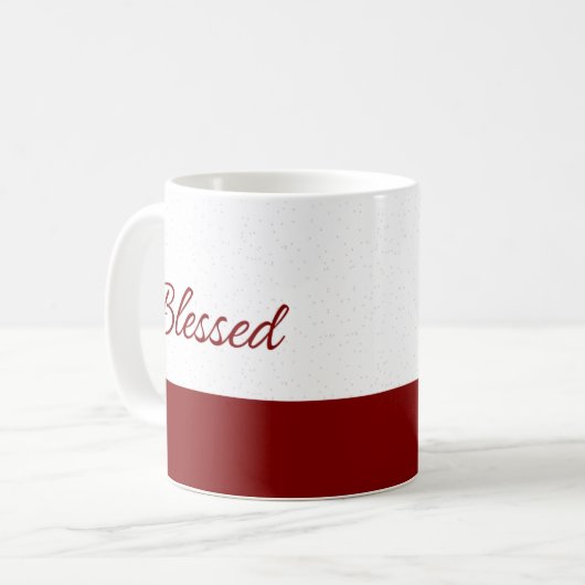 Minimalist Blessed Burgundy Script Art Kaffeetasse (Vorderseite Links)
