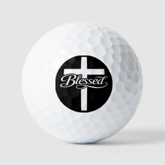 Minimalist Blessed Cross Christian Faith Design Golfball