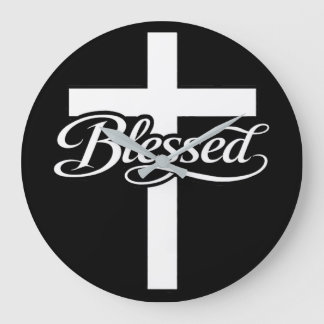 Minimalist Blessed Cross Christian Faith Design Große Wanduhr