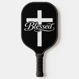 Minimalist Blessed Cross Christian Faith Design Pickleball Schläger