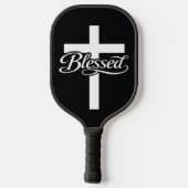 Minimalist Blessed Cross Christian Faith Design Pickleball Schläger (Rückseite)