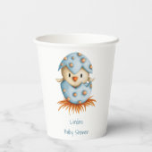 Minimalist Blue Boy Bird Hatching Baby Shower Pappbecher (Rückseite)