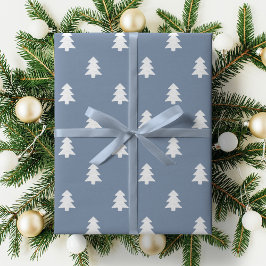 Minimalist Blue Boy Christmas Pine Tree Winter Geschenkpapier