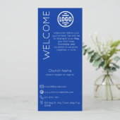 Minimalist Blue Church Connection Card Einladung (Stehend Vorderseite)