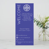 Minimalist Blue Church Connection Card Einladung (Stehend Vorderseite)