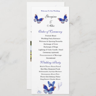Minimalist Blue Editable Photo Wedding Program Programm