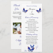 Minimalist Blue Editable Photo Wedding Program Programm (Vorne/Hinten)