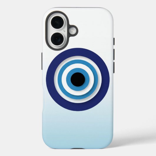 Minimalist Blue Evil Eye Icon on Pastel Background Case-Mate iPhone Hülle (Rückseite)