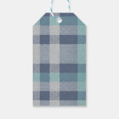 Minimalist Blue Gray Plaid Merry Christmas Geschenkanhänger (Rückseite)
