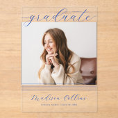 Minimalist Blue Lines Graduation Photo Acryleinladungen (Vorderseite)