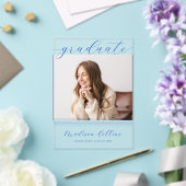 Minimalist Blue Lines Graduation Photo Acryleinladungen (In Situ (Hochzeit))