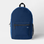 Minimalist Blue Monogram Bedruckter Rucksack (Vorderseite)