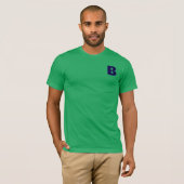 Minimalist Blue Monogram Modern Green T-Shirt (Vorne ganz)