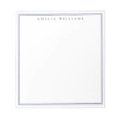 Minimalist Blue Monogram Two Border Notizblock (Vorderseite)