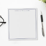 Minimalist Blue Monogram Two Border Notizblock<br><div class="desc">Create your own personalized notepads with blue elegant chic typography monogram name and two border line design.</div>