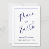 Minimalist|Blue Peace on Earth Christmas Card Einladung (Vorderseite)