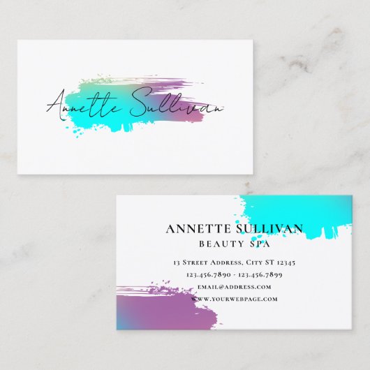 Minimalist blue purple stroke white Business Card Visitenkarte (Vorne/Hinten)