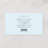 Minimalist Blue Script Monogramm Name Visitenkarte (Rückseite)