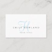 Minimalist Blue Script Monogramm Name  Visitenkarte (Vorderseite)