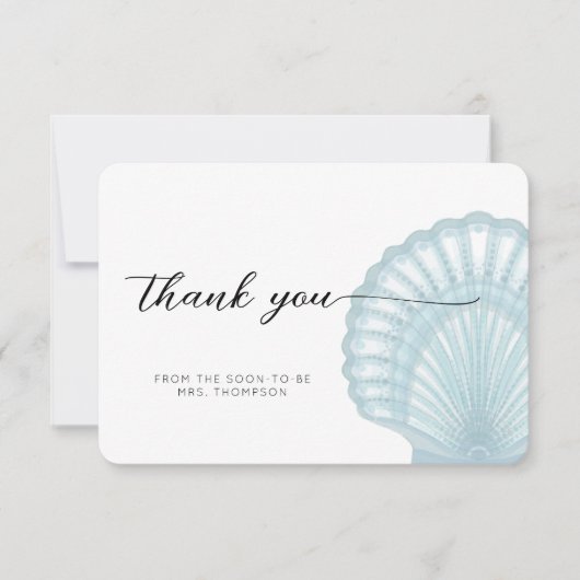 Minimalist Blue Shell Flat Thank You Card Dankeskarte (Vorderseite)