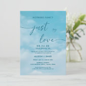 Minimalist Blue Sky Just Love Casual  Einladung (Stehend Vorderseite)