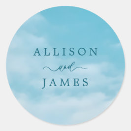 Minimalist Blue Sky Just Love Casual Runder Aufkleber