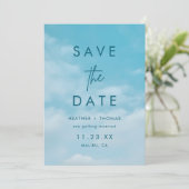 Minimalist Blue Sky Just Love Casual Save the Date (Stehend Vorderseite)