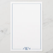 Minimalist Blue Three Letter Monogram Briefpapier (Vorderseite)