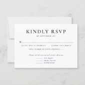 Minimalist Blue Wedding RSVP Card Karte (Vorderseite)