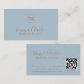 Minimalist Blue Wedding Scan Code Business Card Visitenkarte (Vorne/Hinten)