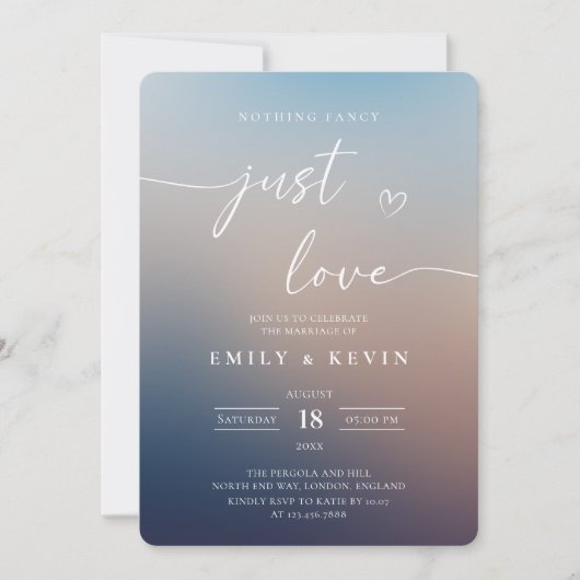 Minimalist Blurred Gradient Script Elegant Wedding Einladung (Vorderseite)