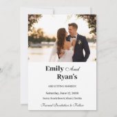 Minimalist Blush Floral Elegant Wedding Photo Einladung (Rückseite)