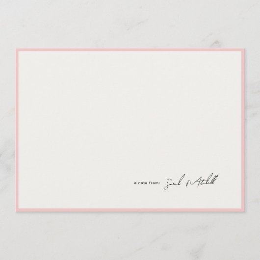 Minimalist Blush Pink Border Personalized Script Mitteilungskarte (Vorderseite)