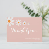 Minimalist Blush Pink Daisy Baby Shower Dankeskarte (Stehend Vorderseite)