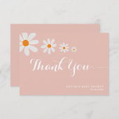 Minimalist Blush Pink Daisy Baby Shower Dankeskarte (Vorne/Hinten)
