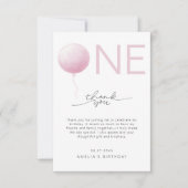 Minimalist Blush Pink Girls 1st Birthday Dankeskarte (Vorderseite)