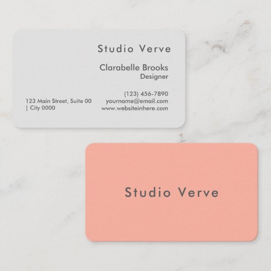 Minimalist Blush Pink Gray Modern Designer Unique Visitenkarte (Vorne/Hinten)