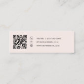 Minimalist Blush Pink QR-Code Mini Visitenkarte (Rückseite)