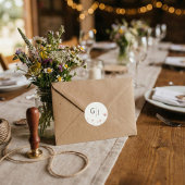 Minimalist Blush Pink Wildflower Wedding Envelope  Runder Aufkleber