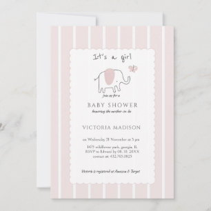 Minimalist Blush Rosa Elefantenskizze Es ist ein M Einladung