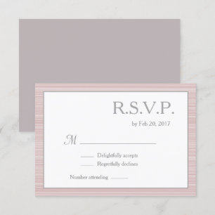 Minimalist Blush Rosa Weiß Grau Streifen rsvp Einladung