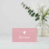 Minimalist Blush Rose White Heart Barber Name Visitenkarte (Stehend Vorderseite)