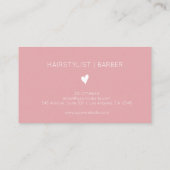 Minimalist Blush Rose White Heart Barber Name Visitenkarte (Rückseite)