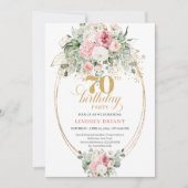 Minimalist Blush Template 70th Birthday Invitation Einladung (Vorderseite)