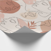 Minimalist Boho Abstract Gesicht Linien Kunst Verp Geschenkpapier (Ecke)