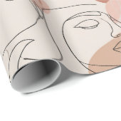 Minimalist Boho Abstract Gesicht Linien Kunst Verp Geschenkpapier (Rolleneckpunkt)
