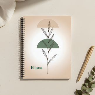 Minimalist Boho Botanical Leaves Personalized  Notizblock