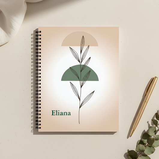 Minimalist Boho Botanical Leaves Personalized  Notizblock
