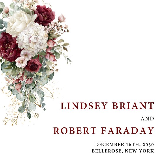 Minimalist Boho Burgundy Gold Rose Paper Napkins Serviette